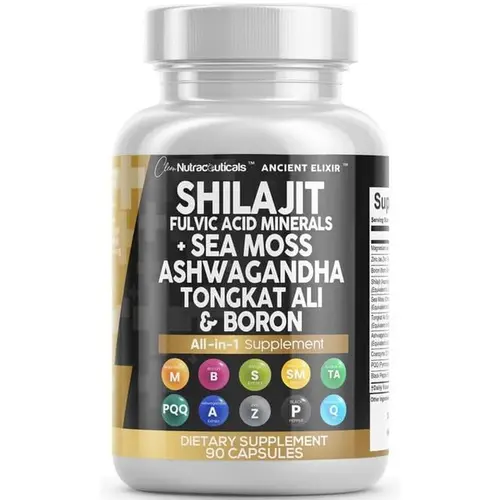 Clean Nutraceuticals Shilajit Fulvic Mineral Supplement with Sea Moss For Optimal Health & Wellness - Ancient Elixir