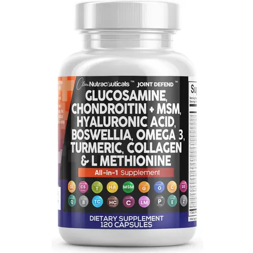 Clean Nutraceuticals Glucosamine, Chondroitin + MSM Turmeric, Hyaluronic Acid, Boswellia & More for Healthy Joints Supplement Capsules – Joint Defend