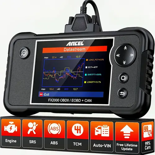 ANCEL FX2000 OBD2 Scanner ABS/SRS/Transmission/Airbag Car Diagnostic Tool Engine Code Reader Professional Automotive Scan Tool for All Cars Lifetime Free Upgrade toolupgrade