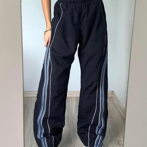 Women's Side Stripe Wide Leg Pants, Casual Chic Elastic Waist Striped Print Trousers, Women's Bottoms for Daily Wear Outdoor, Loose Striped Pants