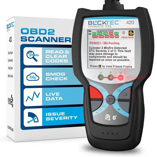 BLCKTEC 420 Handheld Android OBD2 Scanner - Automotive Car Tool for 1996+ OBD-Compliant Vehicles, Fixes Check Engine Light Issues, Electronic Car Repair Device
