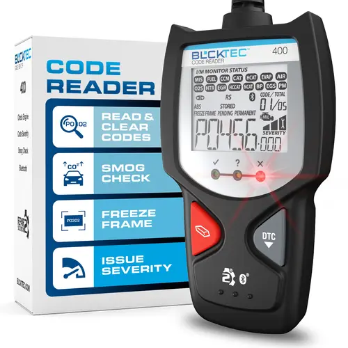 BLCKTEC 400 OBD2 Automotive Diagnostic Tool - Car Repair Code Reader with App Support, Reads Codes for 1996+ All OBD Compliant Cars, Fixes Check Engine Light, Freeze Frame, Issue Severity, French & Spanish Compatible, Compact