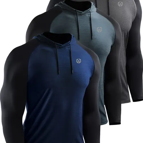 NELEUS Men's Running Shirt Long Sleeve Workout Shirts with Hoods Athletic Hoodies Athletic Sports Clothing Quick Dry Activewear Quick Drying Top summerwins,travel essentials,camping essentials tiktokshopbacktoschool,back to school,back to school haul