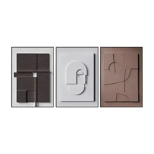 Homary 3-Piece Japandi Geometric Canvas Wall Art Set, MDF Rectangle Frame, Waterproof Hanging Home Decor, Ideal Gift for Home Decoration,dorm decor,dorm room decor