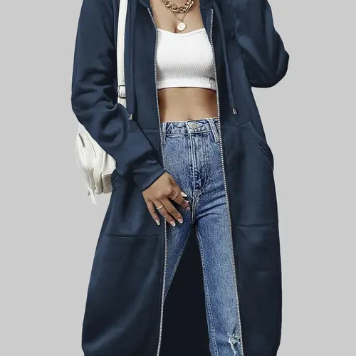 ZEAGOO  Women Casual Zip up Fleece Hoodies Tunic Sweatshirt Long Hoodie Jacket Cotton Long Sleeve fitted striped knitwear summerwins,back to school,back to school shopping,clothes for back to school,first day of school outfits
