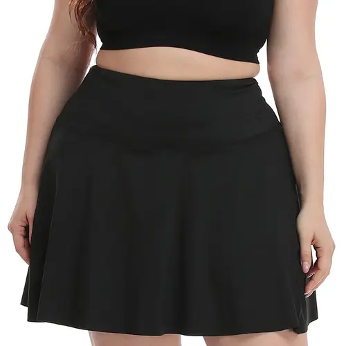 HDE Female Plus Size Stretchy Sports Skort, Polyester Blend with Tummy Control & Pockets, Built-in Shorts for Tennis & Golf, Skirts with Shorts (3X Available), Active Skirt, Sports Shorts