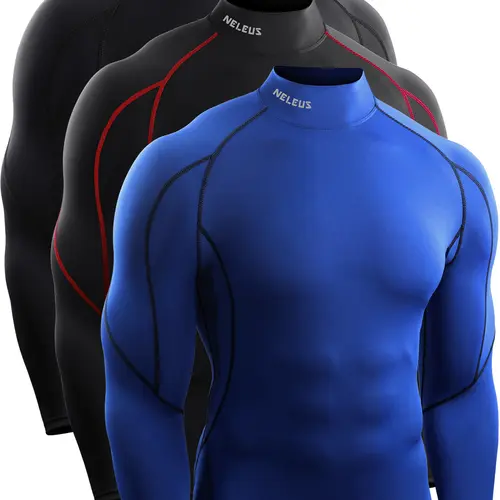 NELEUS Men's 3 Pack Athletic Compression Shirt Running Shirts Activewear Quick Drying Top summerwins,travel essentials,camping essentials Activewear Fitness Wear Activewear Fitness Workout tiktokshopbacktoschool,back to school,back to school haul