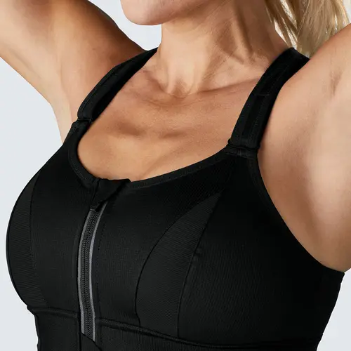 SHEFIT Ultimate Sports Bra - Black, Women's High-Impact Athletic Fitted Wireless Bra with 15in Lift, 8in Cinch, Convertible Straps, Padded Comfort, Wireless Sports Bras