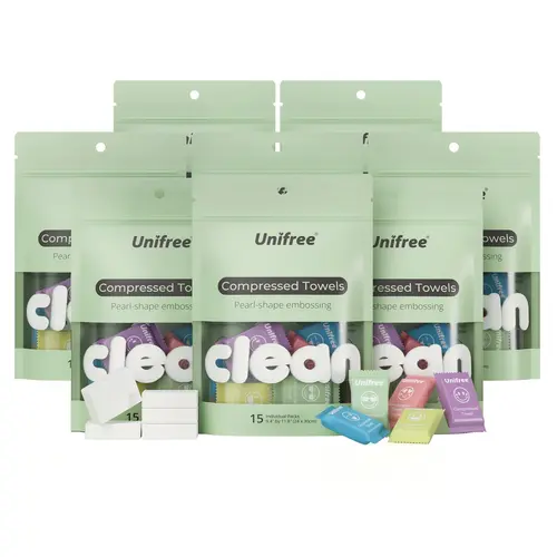 Unifree Compressed Towels Tablets – XL Soft & Eco-Friendly Disposable Face Towels – Portable & Individually Wrapped for Travel, Gym, Home, Game, ldeal for On-the-Go, TikTokShopBackToSchool
