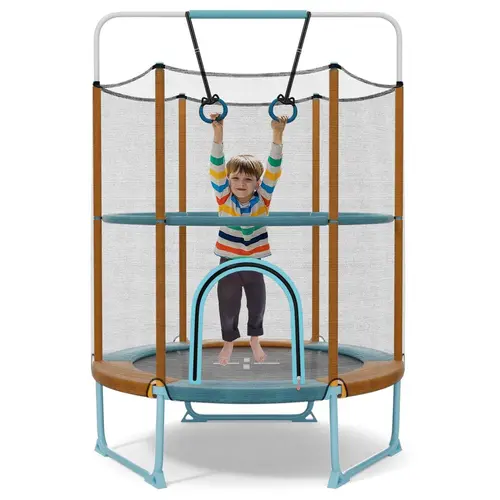 Costzon 55"/60" Trampoline for Toddlers, Kids Toys with No-Gap Jumping Mat, Safety Net, Zippered Door, Galvanized Steel Stable Leg Base, Easy-To-Assemble Indoor/Outdoor Toddler Toys Exercise Gift for Balance Improvement
