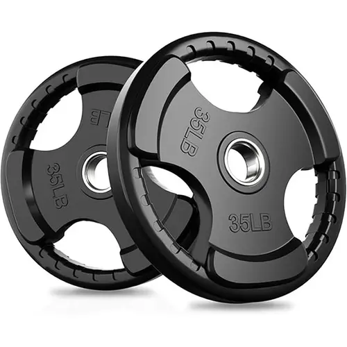 RITFIT Olympic Rubber Grip Barbell Weights - 2-Inch Heavy Resistance Plates, Unisex Home Gym Equipment for Resistance Training, Strength Train & Balance Training, Steady Lifts via Rubber Grip (Single/Pair/Sets: 2.5/5/10/25/35/45 LB)