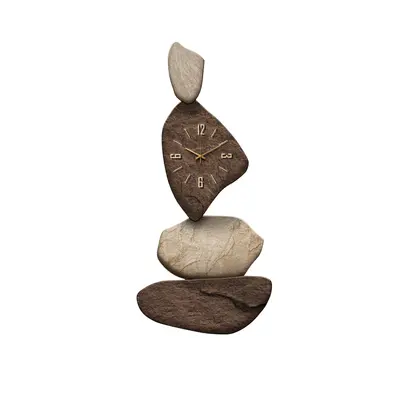 Homary 32" Large MDF Japandi Irregular Stone-Shape Silent Analog Wall Clock - Battery-Operated Creative Decorative, Clocks for Living Room, Oddities Home Accessories