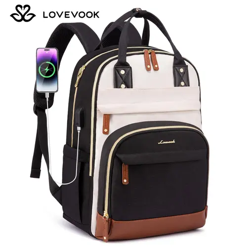 LOVEVOOK Laptop Backpack for Women with Charging Port and Anti-Theft Pocket, Work Bags for Woman, Teacher Computer Bag, Travel Backpack for Business, College