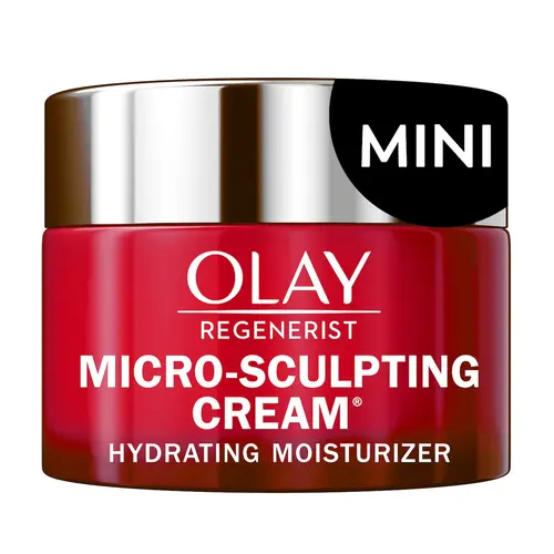 Olay Micro-Sculpting Cream Moisturizer Trial Size - Hyaluronic Acid Daily Face Moisturizer, Hydrating, Plumping, Firming, Exfoliating, Diminish Wrinkles, 0.5 oz