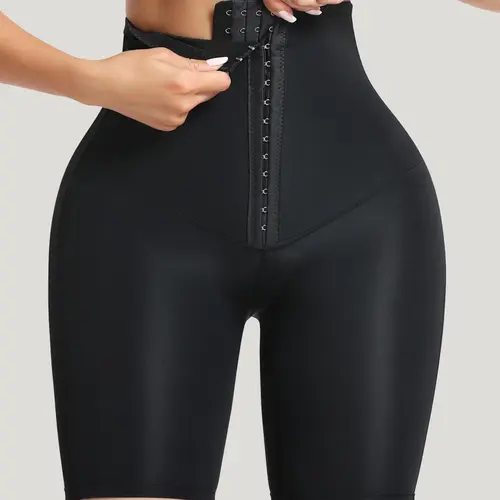 Women's Plain Casual High Waist Adjustable Shapewear Shorts, Clothes Shapewear, Solid Hook & Eye Body Shaper, Comfy Breathable Tummy Control Body Shaper, Women's Shapewear Bottoms for Daily Wear