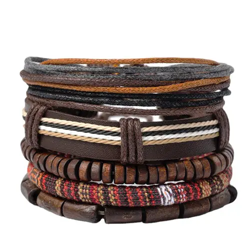 5pcs Boho Style Adjustable Beaded Design & Braided Bracelets, Casual Trendy Vintage Jewelry for Women & Men, Fashion Versatile Accessories for Parties and Clubs, Stackable Bracelets