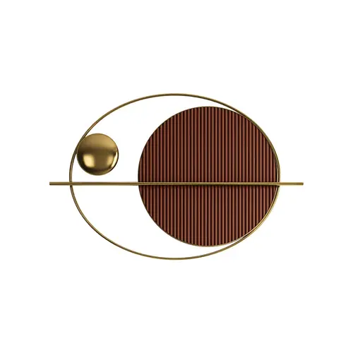 【Clearance Sale】Homary Modern Oval Iron Geometric Wall Art - Abstract Design Artistic Brown Home Decoration Items, Contemporary Metal Hanging Accent for Living Room Decor, Abstract Metal Art Print Hanging Decor, Wall Decor