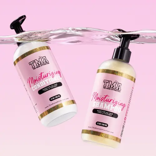 THE MANE ATTRACTION Moisturizing Shampoo & Conditioner Duo - Aloe, Peppermint, Flower, Rosemary Infused Anti-Frizz Shampoo & Conditioner Kits for Shiny Hair Hydration Cleansing Haircare