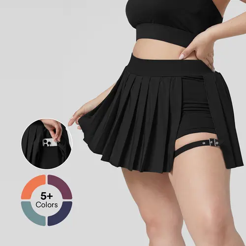 Halara Breezeful High Waisted Pleated 2-in-1 Side Pocket Adjustable Buckle Quick Dry Mini Casual Plus Size Skirt Gym Shorts Dance Outdoor Breathable Comfort Fit Womenswear #BackToSchool