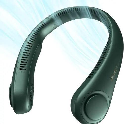 Jisulife Portable Neck Fan Hands Free Bladeless Fan 4000mAh Battery Operated Wearable Personal Fan Rechargeable 3 Speeds Gifts for Women Men Green USB,car accessories