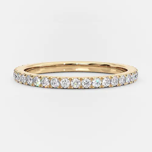Effinny Full Eternity Thin Band Golden Wedding Ring,925 Sterling Silver Stackable Ring for Women, Unisex, Daily