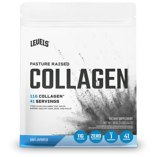 Levels Pasture Raised Collagen Hydrolyzed 11G of Collagen 41 Servings Unflavored for Hair Skin & Nails