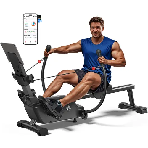 Merach Sculls Rowing Machines for Home, Magnetic Rowing Machine with 16-Level, Simulate Real Row, Ultra-Quiet Rower, Compatible Ergonomic Design BackToSchool