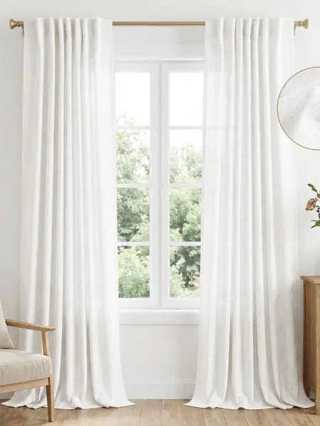Back To School Inovaday 2pcs Linen Curtains for Living Room Bedroom, Unlined Curtains Drapes Back Tab Semi Sheer Privacy Curtains, Light Filtering Farmhouse Outdoorfun