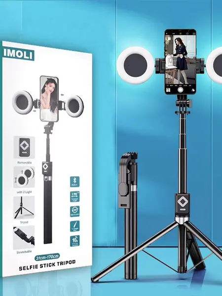 【DealsForYouDays】New 6 in 1 Selfie Stick With Fill Light, 67" Phone Tripod & Wireless Remote Page Turner,Bluetooth Camera Video Recording Remote,Music Control, for iPhone ,iPad ,iOS,Android