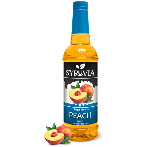 Syruvia Sugar Free Peach Syrup For Drinks 25.4 Ounces Peach Flavoring Syrup Beverage Sweet