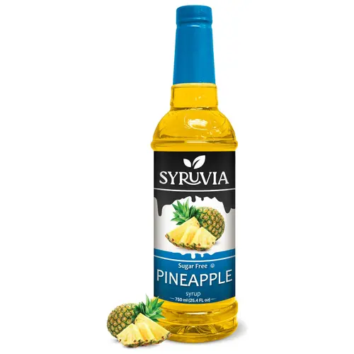 Syruvia Sugar-Free Pineapple Syrup (25.4 oz/750ml) - Premium Tropical Twist Flavoring for Tea, Cocktails, Kosher, Gluten-Free, Adds Fruity Lift Without Sugar, Zero Sugar