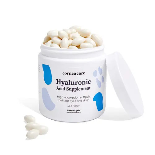 CorneaCare Hyaluronic Acid Dietary Health Supplements (120 Softgels) - High Absorption Natural Oral Cosmetic Anti-Aging Supplement for Dry Eyes, Dry Skin