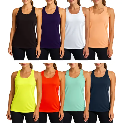 Women's 3-Pack Casual Slim-fitting Moisture Wicking Comfort Fabric Racerback Tops with Reflective Polyester