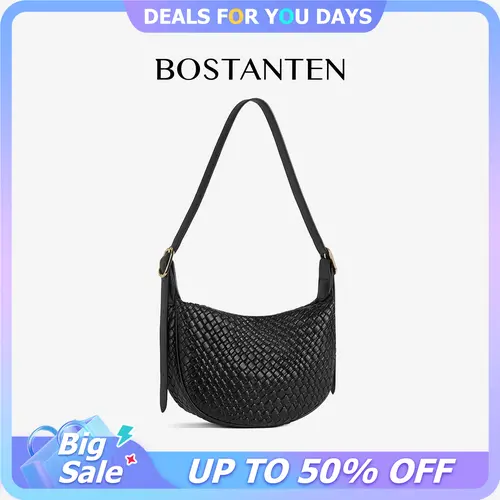 BOSTANTEN Woven Shoulder Bags for Women Tote Bags Retro Crossbody Bags Leather Luxury Purse Hobo Handbag with Adjustable Strap SpringStatements,backpacks for school,cute backpacks for school,bookbag,school backpack