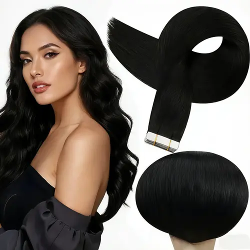 Full Shine Tape in Hair Extensions Natural Straight Real Human Hair 20 Pcs 50 Gram for Beauty Women Seamless Hair Double Sided for Skin Weft Tape in Hair Length And Volume Natural Long Hair Look #SummerFinds