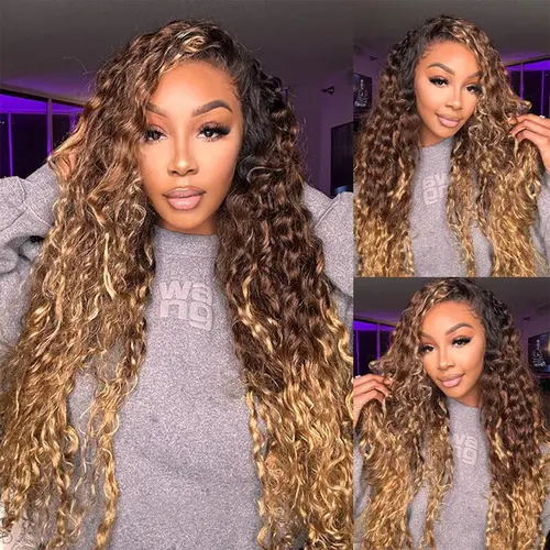 Cheetah Beauty Ombre 13x6 HD Lace Front Wigs Real Hair Pre Plucked 180% Density Deep Wave Frontal Wigs Natural Hairline for Women Medium Cap Size Combs With Elastic Band #tiktokshopsummersale