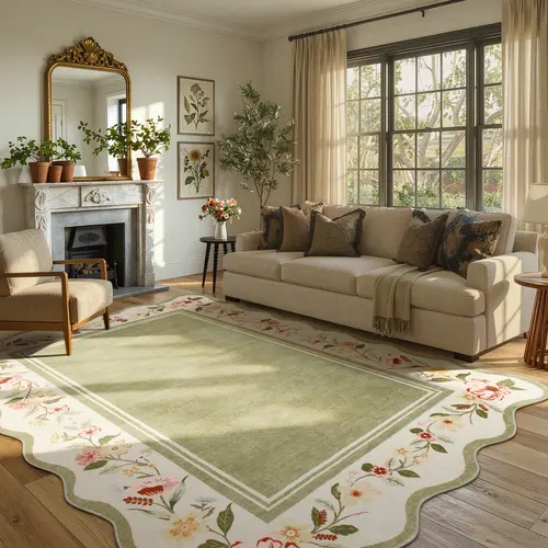 Lahome Flower Washable Area Rugs, Non-Slip Soft Rug for Dining Room, Living Room, Bedroom and Kitchen, Rugs for Decor