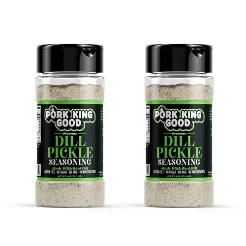 2 Pack Pork King Good Dill Pickle Seasoning - Perfect for Popcorn, Chicken Wings, Burgers, Deviled Eggs, Vegetables