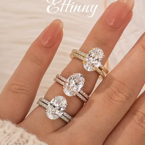 Effinny 3.5ct Classic Oval Cut Wedding Ring Set in S925 Sterling Silver, 5A Grade Cubic Zirconia Women's Promise Ring, Anniversary Ring Outdoorfun, Engagement, Female