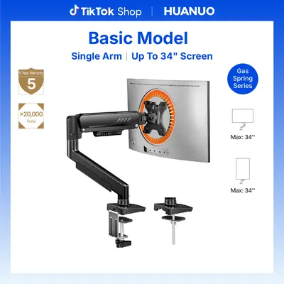HUANUO Durable Fully Adjustable Single Monitor Desktop Mount, 13-32 in Screens, Tool-Free VESA Installation, Cable Management, 19.8 lbs Max Load, 100x100mm Max VESA Compatibility, Office Accessories, Desk Accessory