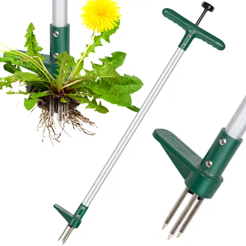 Walensee Stand-Up Garden Weeder Tool - 39in Long Handle, 3-Claw Stainless Steel Head, Lawn Maintenance Tool for Homeowners, No Chemicals, Stand-Up Eases Back, Dandelion Pull, Deep-Root Grab, Clean Yard, Gardening