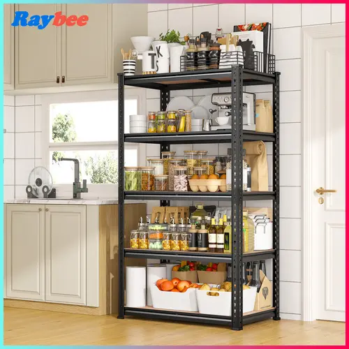 Raybee Furniture 5 Tier 72" Metal Garage Shelving Units, Garage Shelf Free Standing Utility Rack 1550-2000LBS Capacity, Adjustable Storage Shelves Organiser for Pantry Garage Basement Kitchen Organization #TikTokShopStockUp #SummerVibes