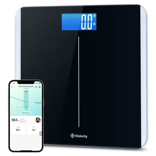 Etekcity Bluetooth Baby Weighing Scale - Rectangular Smart Electronic Bathroom Scale for Body Weight & BMI Tracking, VeSync App Compatible, 11x11in, 400lbs Capacity, ESB-591, Electronic Bathroom Scales