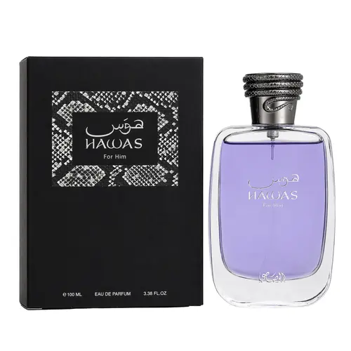 Rasasi Hawas for Him Eau de Parfum (Edp Liquid) - Aromatic Aquatic, Fresh, Fruity, Citrus Spicy, Musky Men's Fragrance Spray, 100ml/3.4 fl oz Regular Edition, Adults' Gift, Single Item