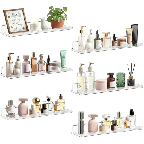 Lifewit Acrylic Floating Wall Shelves - House Decor, Aesthetic Home Decor, Organizer Storage for Bedroom, Hanging Installation for Books, Vinyl Records, Photos, Pictures
