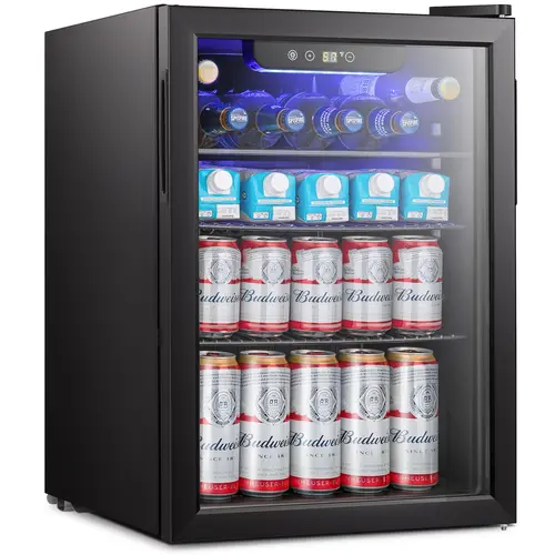 Mini Fridge Cooler - Beverage Refrigerator Black Glass Door for Beer Soda or Wine –Small Drink Dispenser Machine Clear Front Removable for Home, Office or Bar, 1.3-2.4cu.ft., Black,back to school,back to school haul