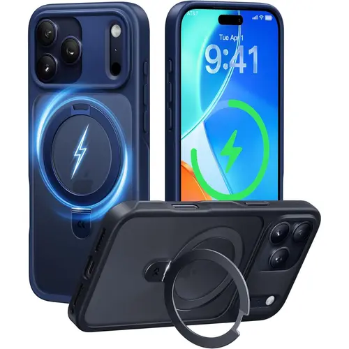 CASEKOO Magnetic Stand Case for iPhone 17/16/15 Pro Max, Shockproof Translucent Matte Cover Compatible with MagSafe, Slim Anti-Slip Military-Grade Phone Case  Cellphone Protective Smartphone case compatible with Screen Protector