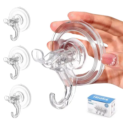 Antimbee 3 Pack Premium Plastic Suction Cup Hooks, Clear Reusable Suction Cup Hanger, Removable Small Suction Cups for Shower, Bathroom, Glass, Door, Windows, Kitchen-Max Hanging up to 11 lbs on Smooth Surface Easy Installation summerwins