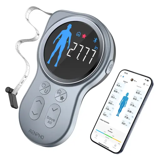RENPHO Upgraded Smart Digital Portable Body Measuring Tape, 60in/150cm, Large Display, Bluetooth, Gym Gift for Home Users, Health Equipment for Circumference & Length Measurement, Digital Tape Measure, Portable Tape Measure