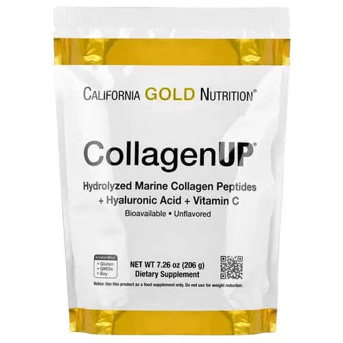 California Gold Nutrition CollagenUP®, Hydrolyzed Marine Collagen Peptides with Hyaluronic Acid and Vitamin C, Unflavored, 7.26 oz (206 g)